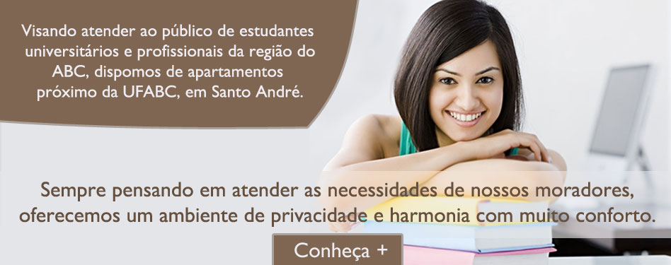 Empreendimento privado 100% para o público universitário, localizado a um minuto da UFABC em Santo André, contando com unidades com mobília e sem. Conheça mais!